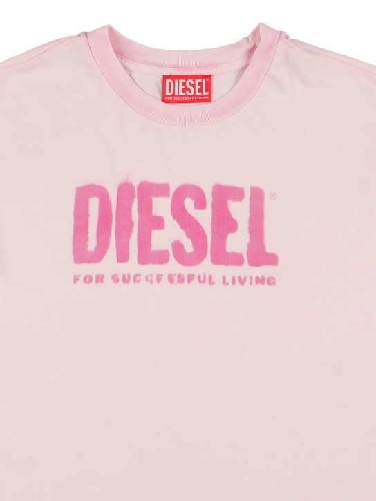 Diesel Kids: Logo print cotton jersey t-shirt - Pink - kids-girls_1 | Luisa Via Roma