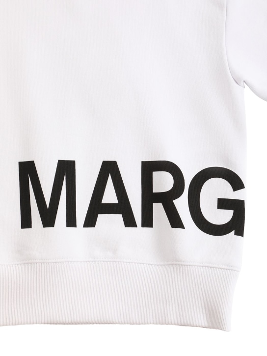 MM6 Maison Margiela: Felpa in cotone con logo - Bianco - kids-boys_1 | Luisa Via Roma