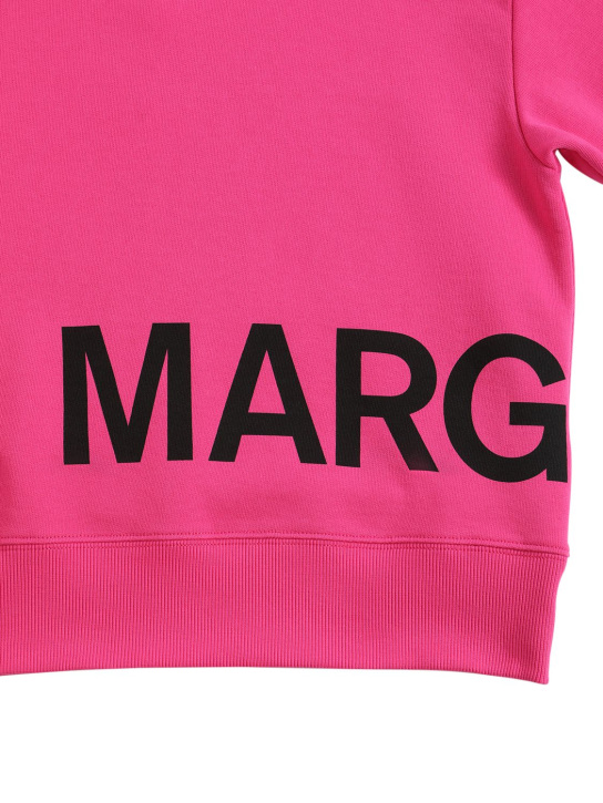 MM6 Maison Margiela: Logo print cotton sweatshirt - Fuchsia - kids-girls_1 | Luisa Via Roma