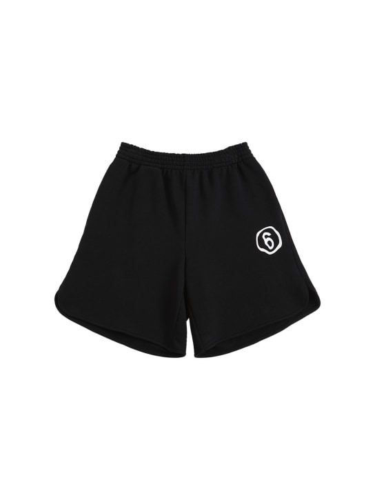 MM6 Maison Margiela: Shorts de algodón con logo - Negro - kids-girls_0 | Luisa Via Roma