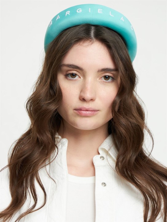 MM6 Maison Margiela: Embroidered logo headband - Light Green - kids-girls_1 | Luisa Via Roma
