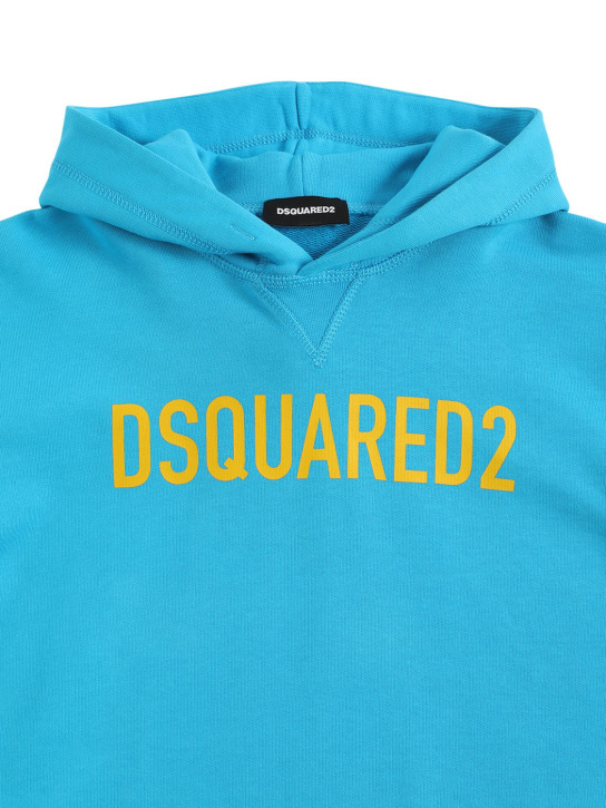 Dsquared2: Cotton sweatshirt hoodie w/ logo - Light Blue - kids-boys_1 | Luisa Via Roma