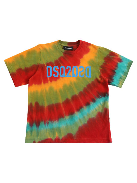Dsquared2: T-shirt in jersey di cotone tie dye - Multicolore - kids-girls_0 | Luisa Via Roma