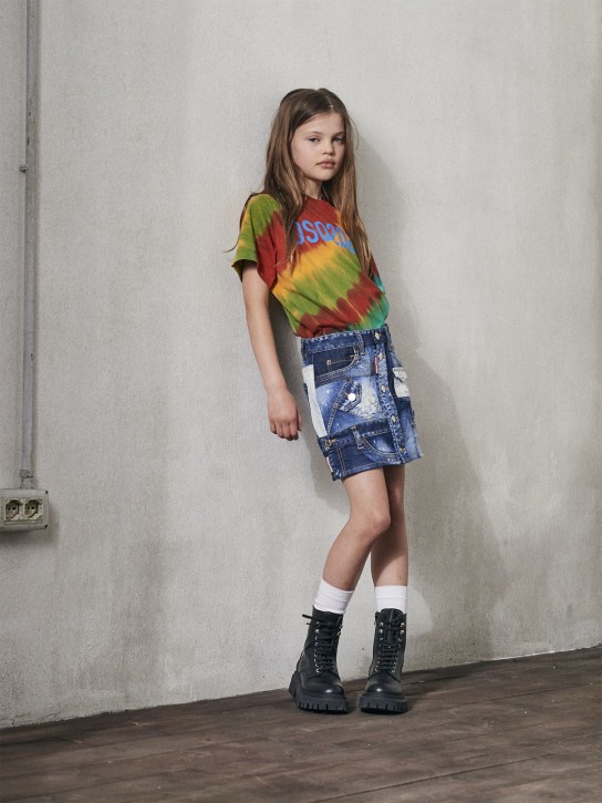 Dsquared2: T-shirt in jersey di cotone tie dye - Multicolore - kids-girls_1 | Luisa Via Roma