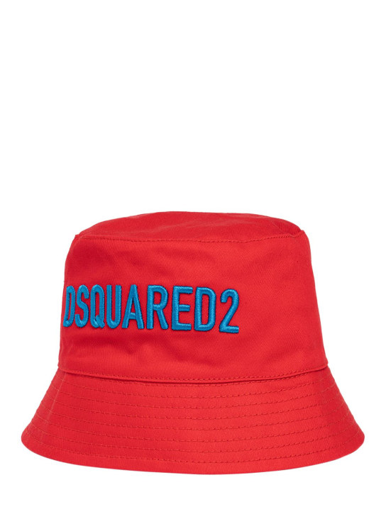 Dsquared2: Cotton gabardine bucket hat - Red - kids-boys_1 | Luisa Via Roma