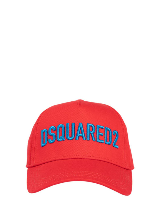 Dsquared2: Logo棉质华达呢帽子 - 红色 - kids-boys_0 | Luisa Via Roma
