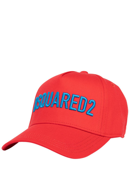 Dsquared2: Cotton gabardine hat w/ logo - Red - kids-boys_1 | Luisa Via Roma