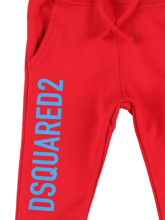 Dsquared2: Pantaloni in felpa di cotone con logo - Rosso - kids-boys_1 | Luisa Via Roma