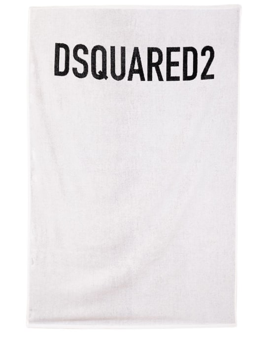 Dsquared2: Logo print cotton terry beach towel - kids-boys_0 | Luisa Via Roma