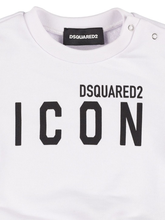 Dsquared2: Sweat-shirt en coton imprimé logo - Blanc - kids-boys_1 | Luisa Via Roma