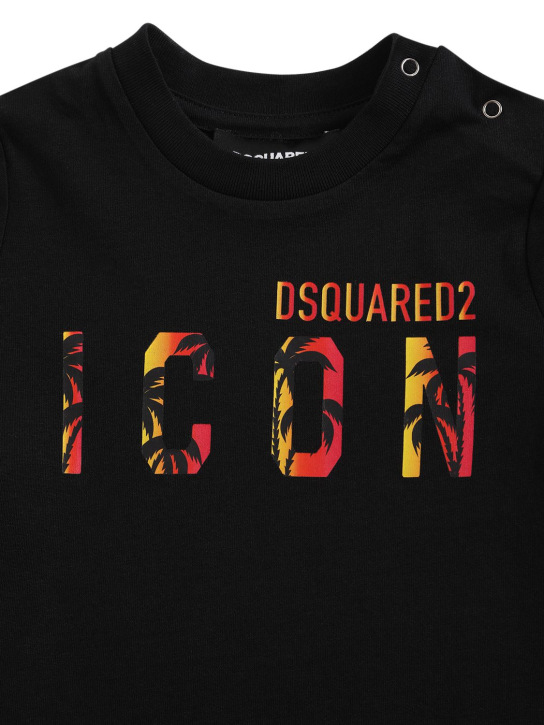 Dsquared2: Logo print cotton jersey t-shirt - Black - kids-boys_1 | Luisa Via Roma
