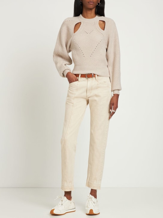 Marant Etoile: Sulanoa cotton jeans - Beige - women_1 | Luisa Via Roma