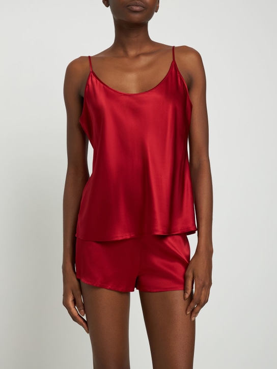 La Perla: Silk satin shorts - Red - women_1 | Luisa Via Roma
