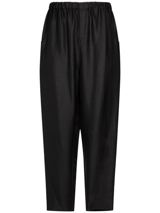 Saint Laurent: High waist baggy pants - Black - men_0 | Luisa Via Roma