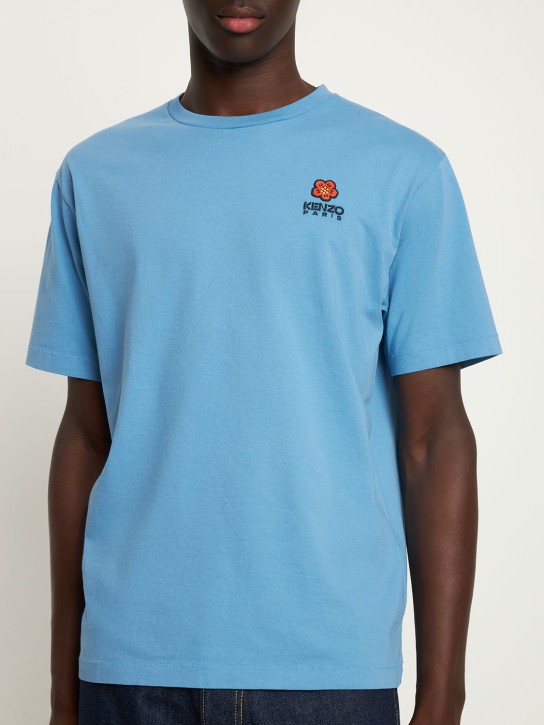 Kenzo Paris: Boke logo cotton jersey t-shirt - Cyan - men_1 | Luisa Via Roma