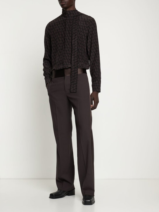 Valentino: Toile iconographe silk crepe shirt - Brown/Black - men_1 | Luisa Via Roma