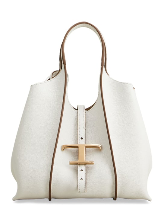 Tod's: Mini T Shopping leather bag - White - women_0 | Luisa Via Roma