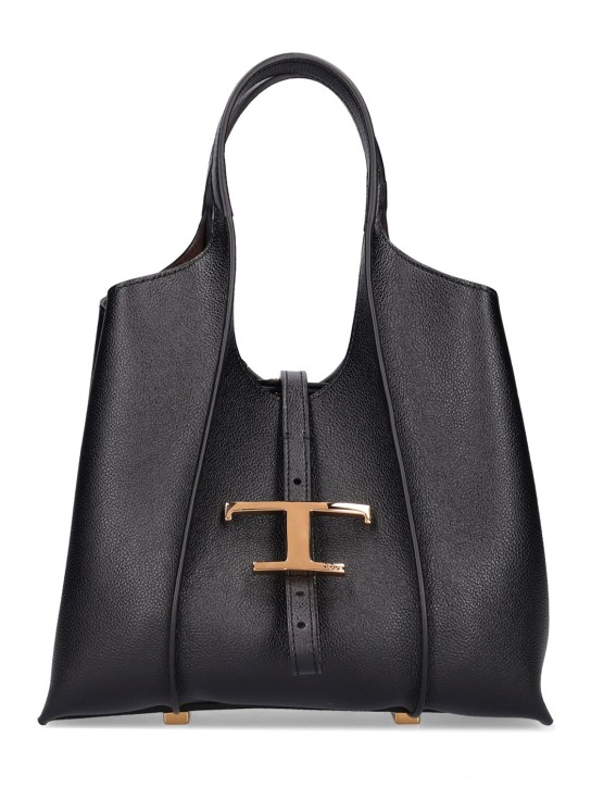 Tod's: Mini T leather top handle bag - Black - women_0 | Luisa Via Roma