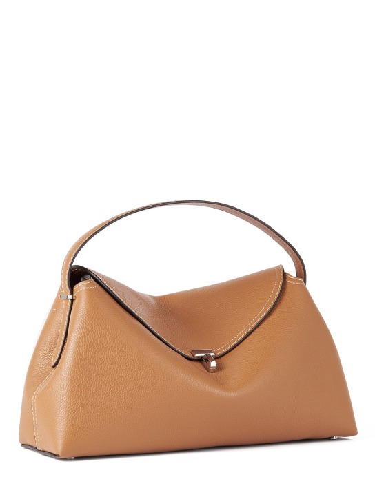 Toteme: T-Lock grain leather top handle bag - Tan - women_1 | Luisa Via Roma