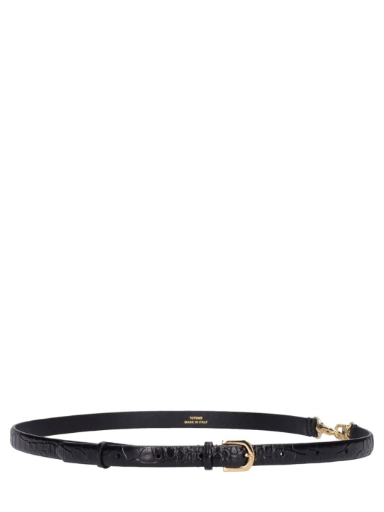 Toteme: 1cm Double clasp embossed leather belt - Croco - women_0 | Luisa Via Roma