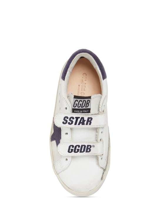 Golden Goose: Old School leather strap sneakers - White - kids-girls_1 | Luisa Via Roma
