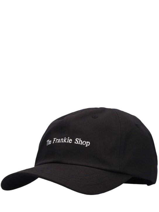 The Frankie Shop: Logo embroidery cotton baseball cap - Black - women_1 | Luisa Via Roma