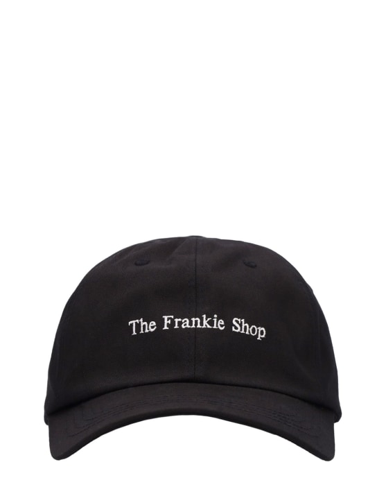 The Frankie Shop: 로고 자수 코튼 베이스볼 캡 - 블랙 - women_0 | Luisa Via Roma
