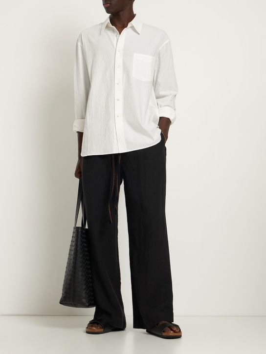 Commas: Pantalones anchos de lino - Negro - men_1 | Luisa Via Roma