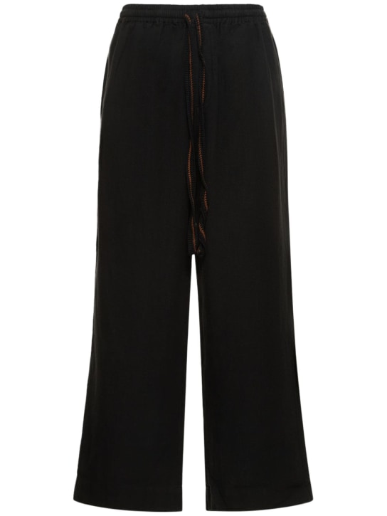 Commas: Pantalones anchos de lino - Negro - men_0 | Luisa Via Roma