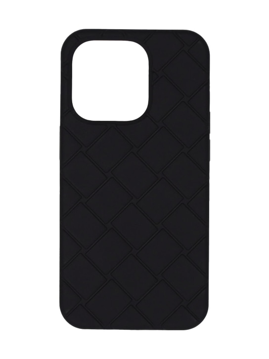 Bottega Veneta: Tech rubber iPhone 14 Pro case - Black - men_0 | Luisa Via Roma