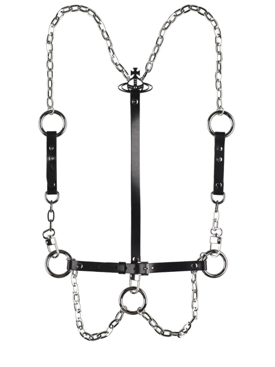 Vivienne Westwood: Embellished chain belt harness - Black - women_0 | Luisa Via Roma