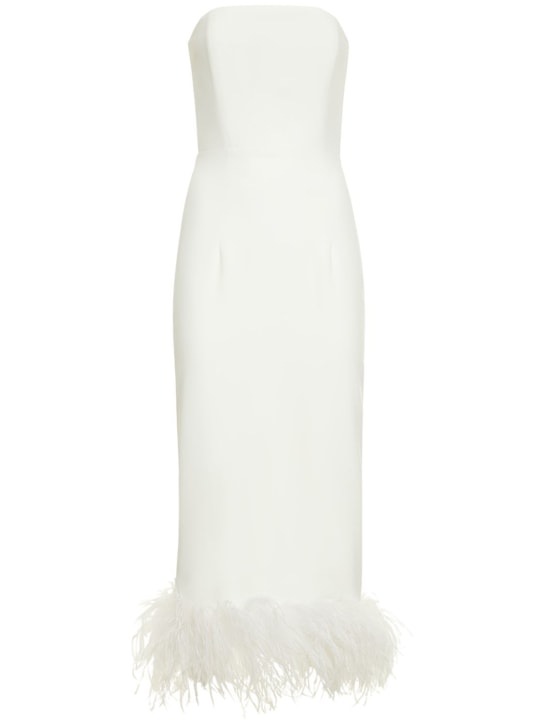16arlington: Vestido largo de crepe y plumas - Blanco - women_0 | Luisa Via Roma
