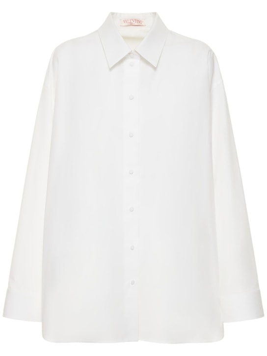 Valentino: Vestido mini de popelina de algodón - Blanco - women_0 | Luisa Via Roma