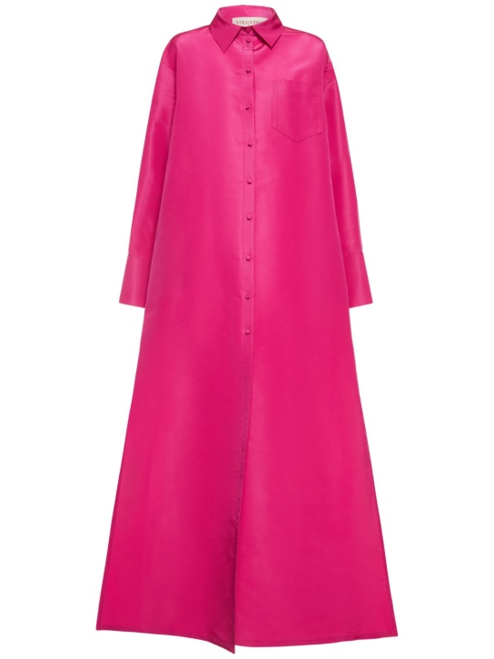 Valentino: Silk faille shirt gown - Fuchsia - women_0 | Luisa Via Roma