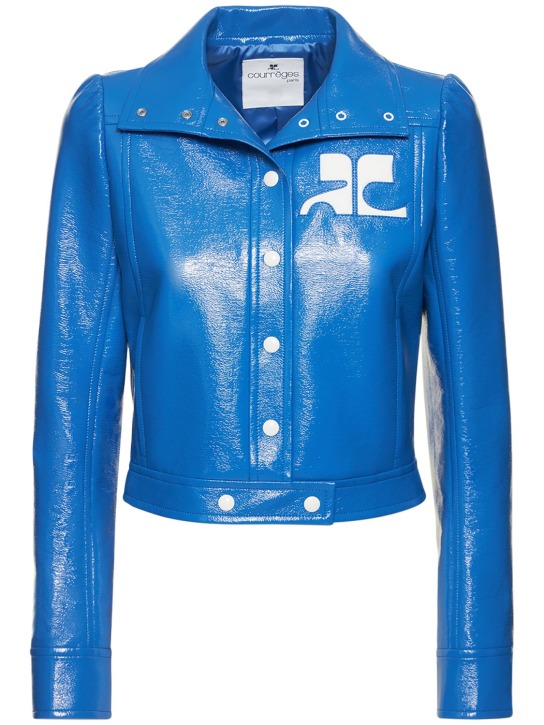 Courreges: Vinyl jacket - Blue - women_0 | Luisa Via Roma