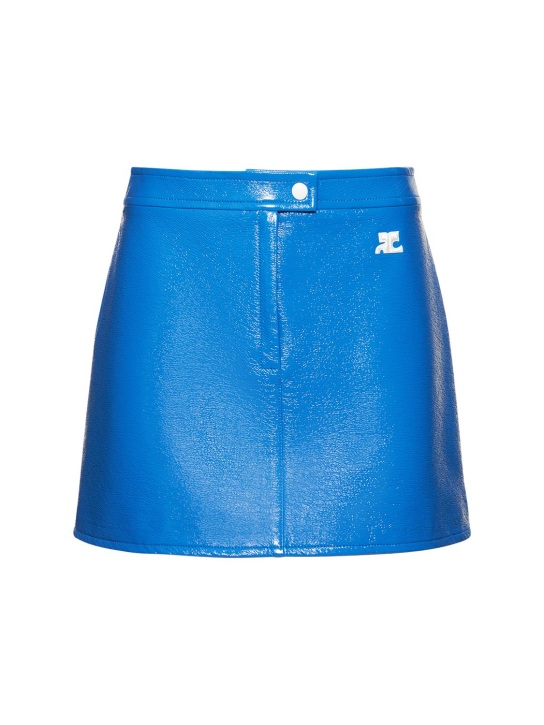 Courreges: Vinyl mini skirt - Blue - women_0 | Luisa Via Roma