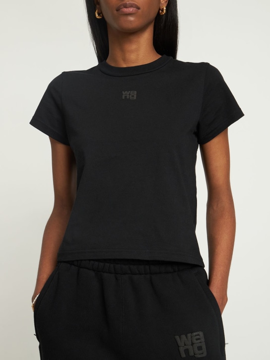 Alexander Wang: Essential棉质平纹针织T恤 - 黑色 - women_1 | Luisa Via Roma
