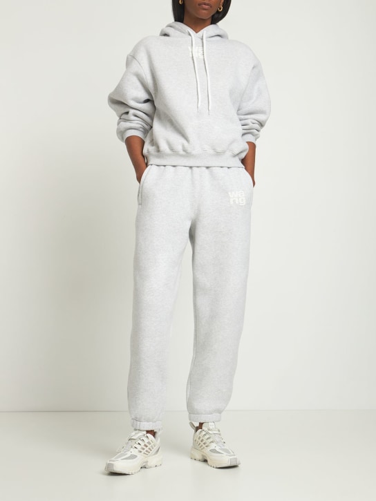 Alexander Wang: Essential terry cotton hoodie w/ logo - Grey - women_1 | Luisa Via Roma