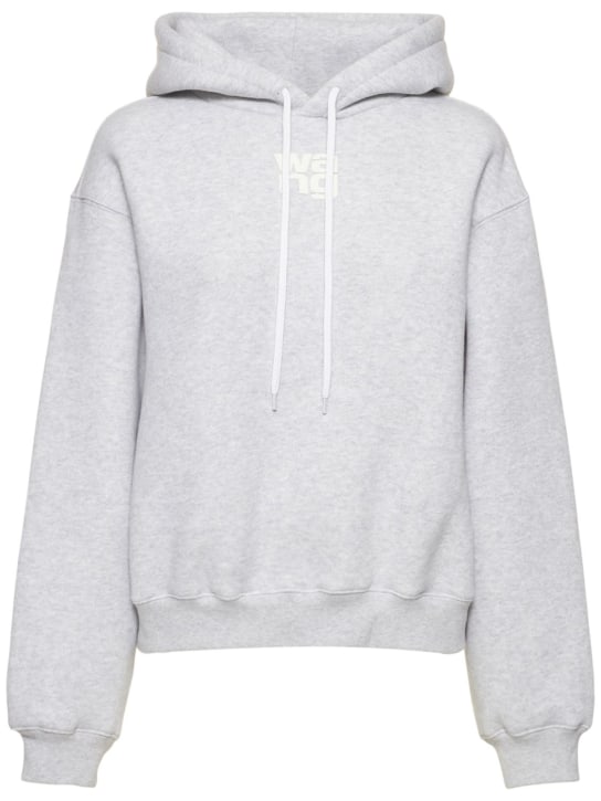 Alexander Wang: Essential terry cotton hoodie w/ logo - Grey - women_0 | Luisa Via Roma