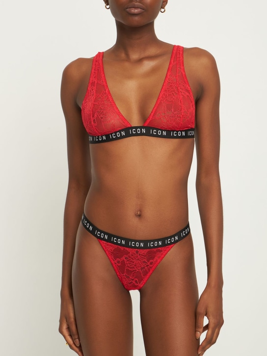 Dsquared2: Icon tape lace thong - Red - women_1 | Luisa Via Roma