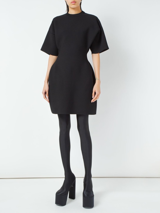 Balenciaga: Vestido de viscosa compacta bordada - Negro - women_1 | Luisa Via Roma