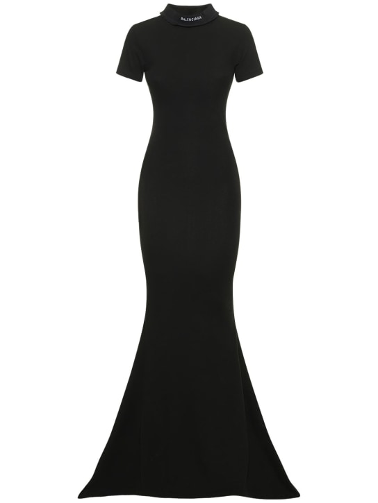 Balenciaga: Cotton jersey long dress - Washed Black - women_0 | Luisa Via Roma