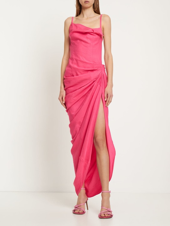 Jacquemus: La robe Saudade long viscose blend dress - Pink - women_1 | Luisa Via Roma