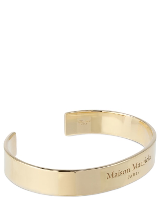 Maison Margiela: Logo engraved thick cuff bracelet - Gold - women_1 | Luisa Via Roma