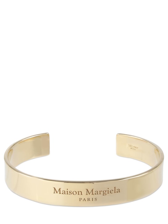 Maison Margiela: Bracciale rigido con logo inciso - Oro - men_0 | Luisa Via Roma