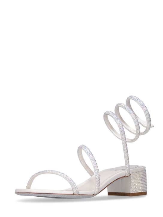 René Caovilla: Sandali in raso con decorazioni 35mm - Bianco - women_1 | Luisa Via Roma