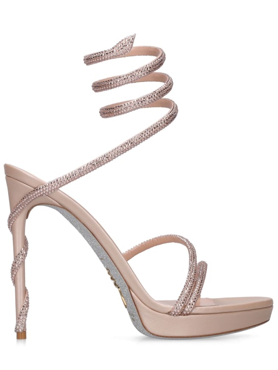 René Caovilla: 120mm Embellished leather sandals - Nude - women_0 | Luisa Via Roma