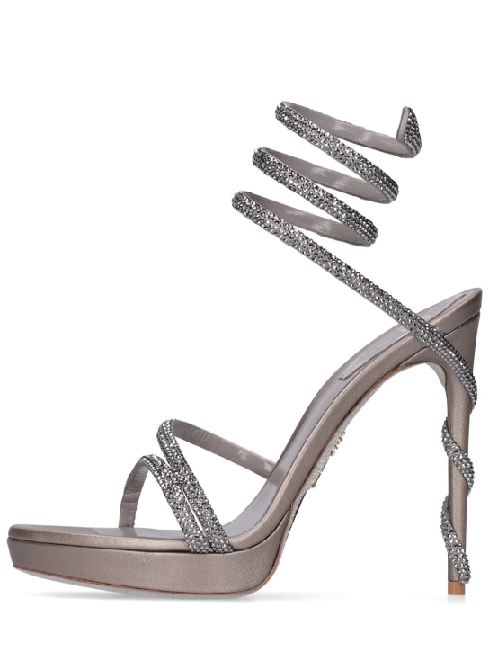 René Caovilla: 120mm Embellished leather sandals - Grey - women_0 | Luisa Via Roma