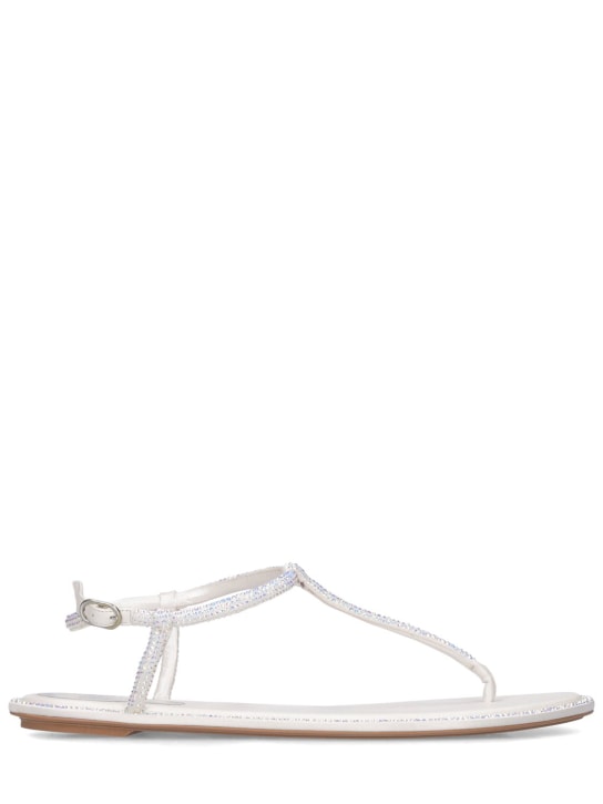 René Caovilla: 10mm Embellished satin thong sandals - White - women_0 | Luisa Via Roma