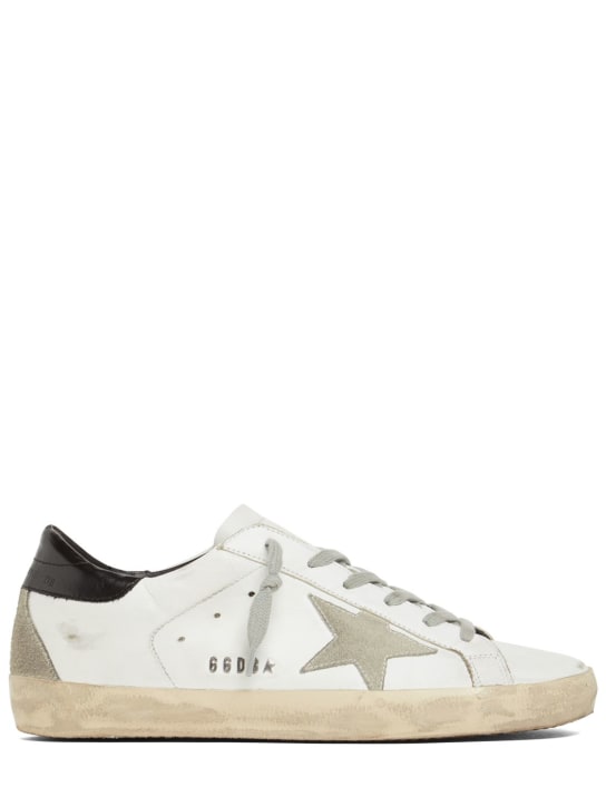 Golden Goose: 20mm Super-Star leather & suede sneakers - White/Black - women_0 | Luisa Via Roma